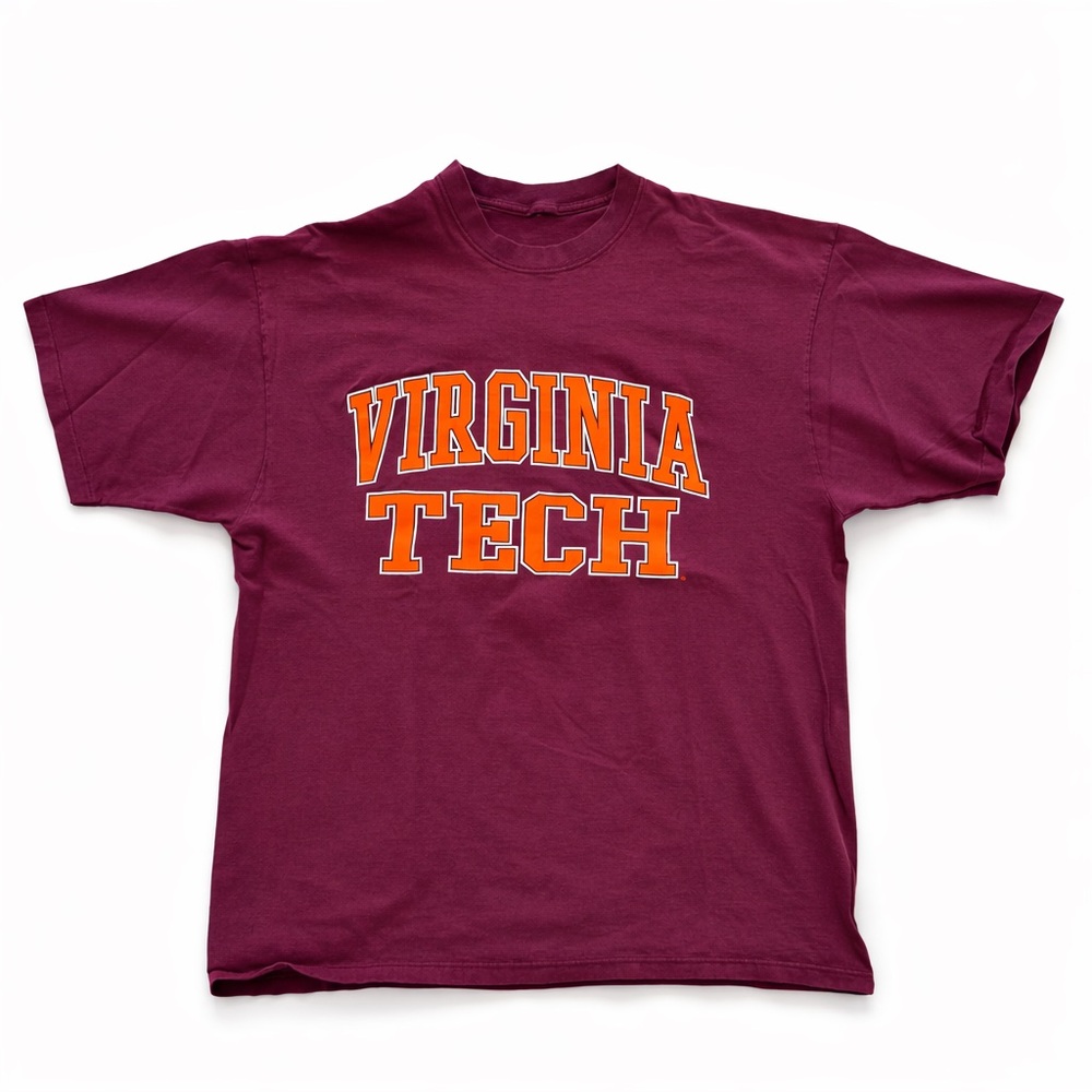 Vintage Virginia Tech Collegiate Tee — Hokies — Maroon/Orange — L